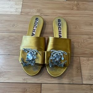 Rochas- Satin Embellished Slides